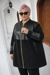 جكيت جلد مع صوف مقاسات كبيرة - Diviaya Fashion