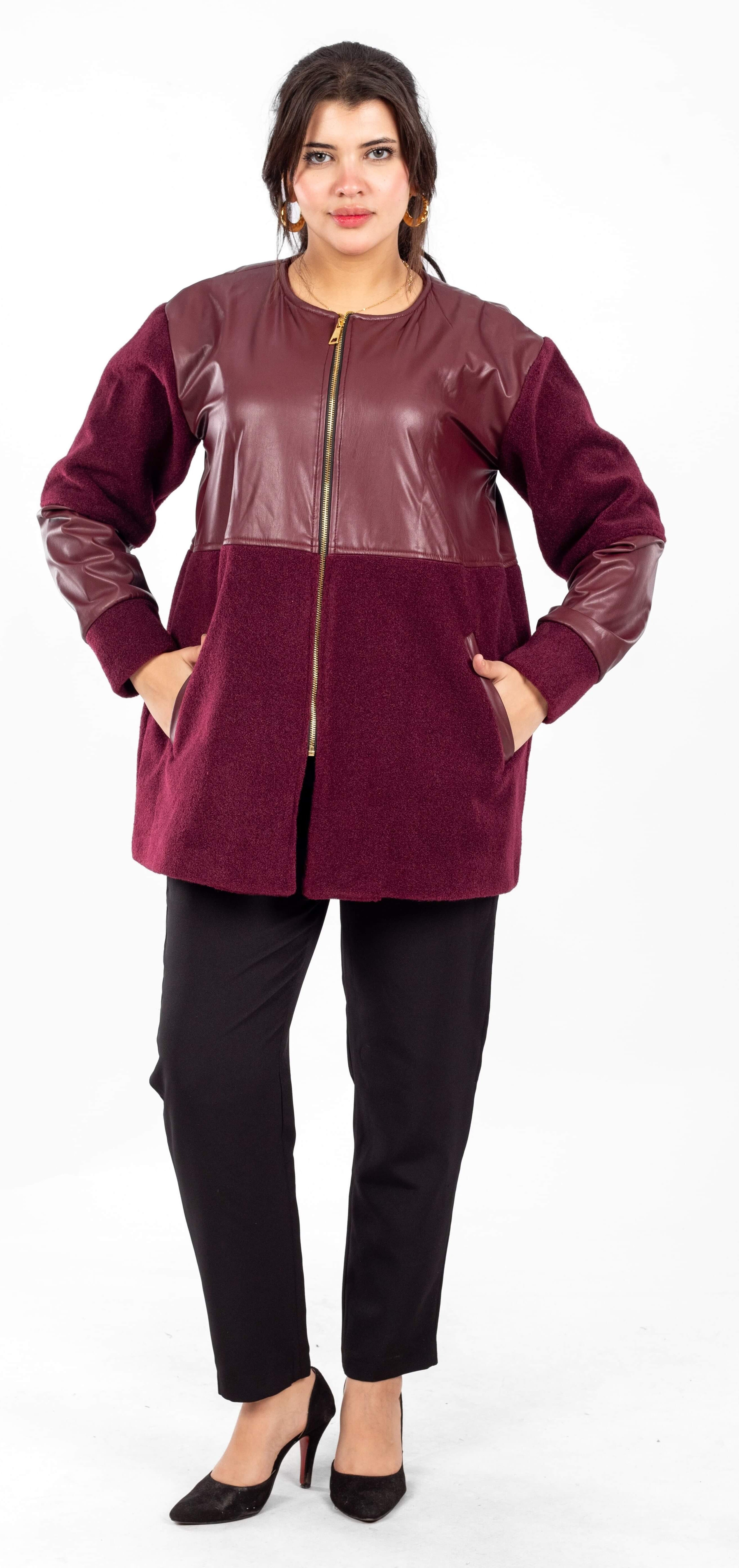 جاكيت جلد مع صوف