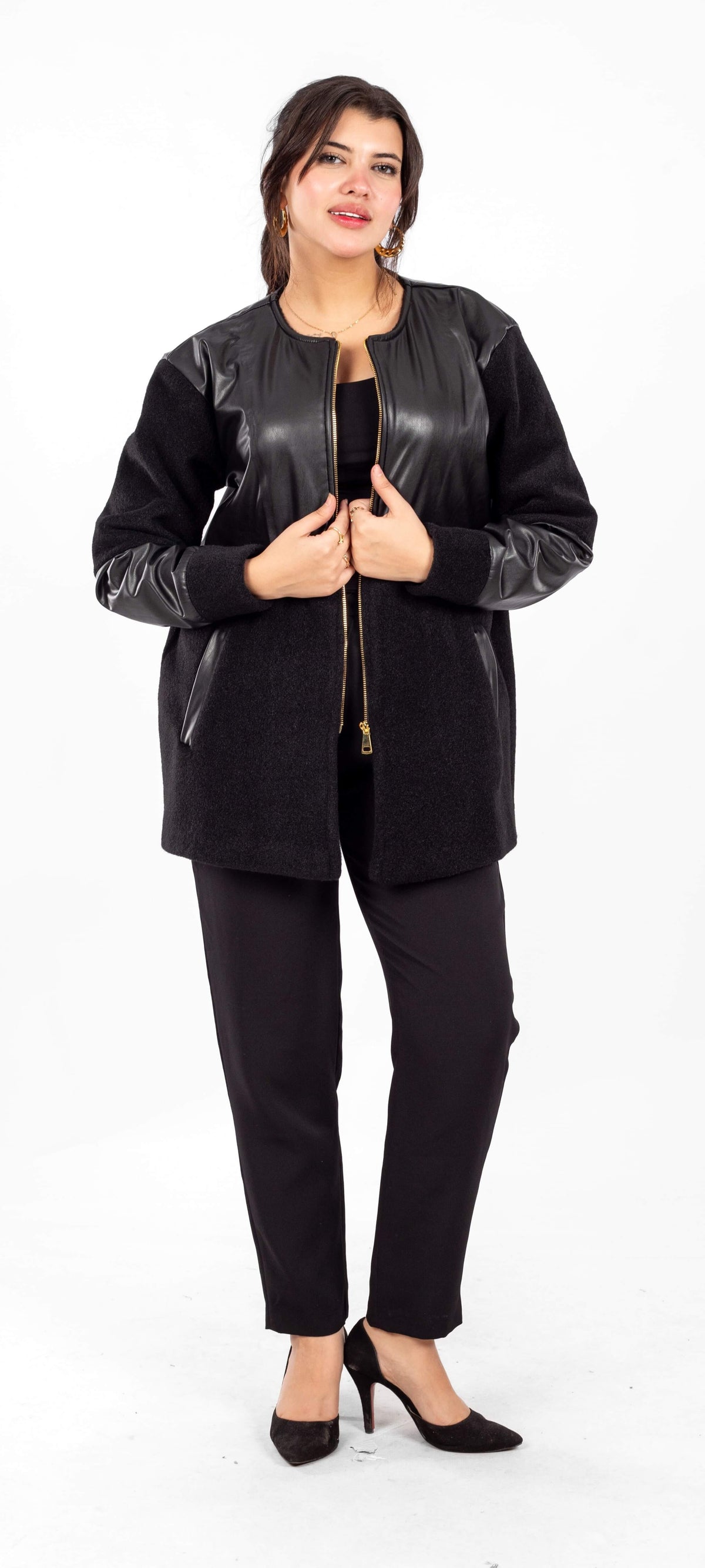 جاكيت جلد مع صوف