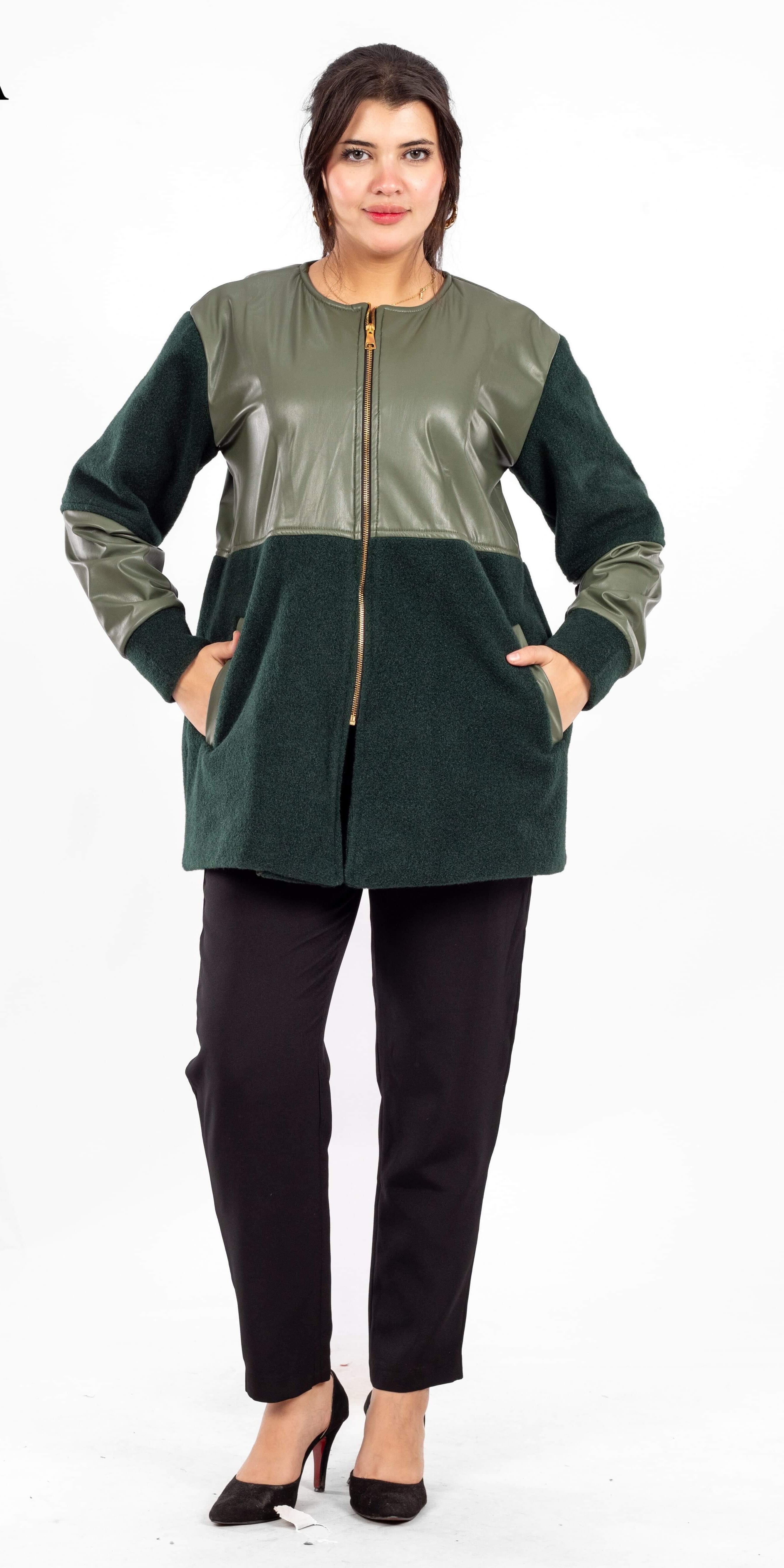 جاكيت جلد مع صوف