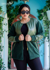 جاكيت جلد مع صوف - Diviaya Fashion