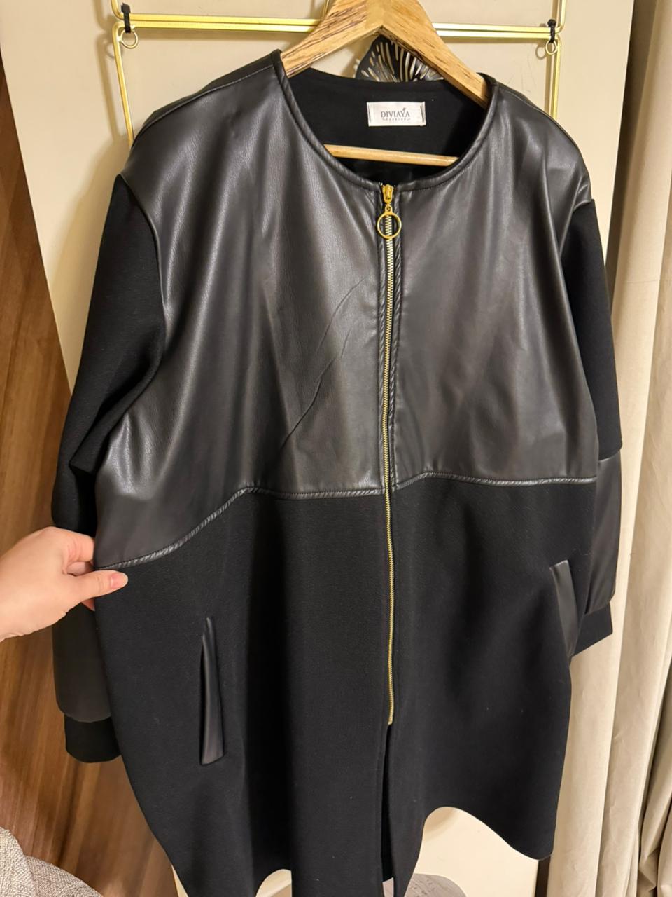 جكيت جلد مع صوف مقاسات كبيرة - Diviaya Fashion